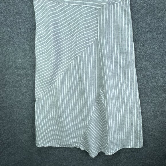 J.‎ Jill Love Linen Dress Womens Medium Gray White Stripe Sleeveless Midi Casual - Picture 3 of 15
